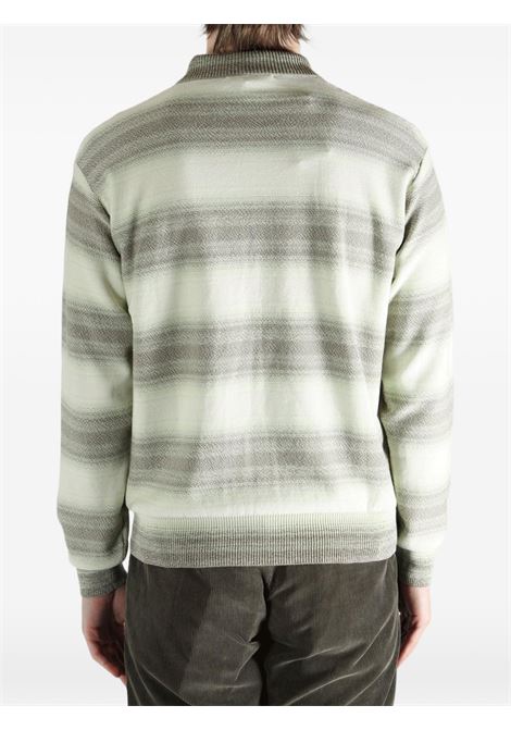 cardigan man lime and grey AURALEE | A26SC01GBLIME GRAY STRIPE